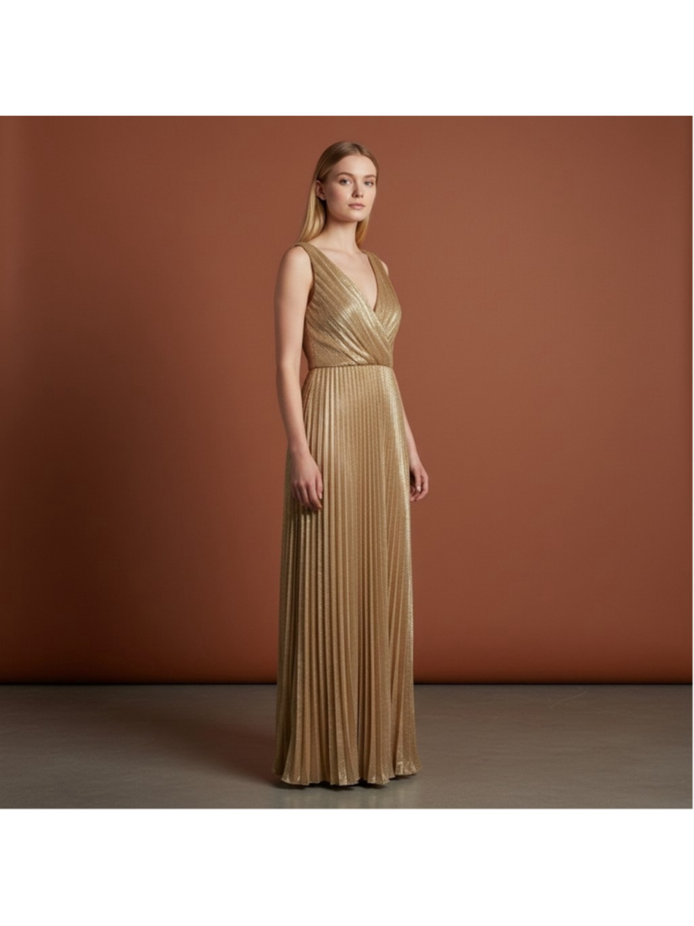 NWT Candalite Radiant Gold Sleeveless Prom Dress Size M